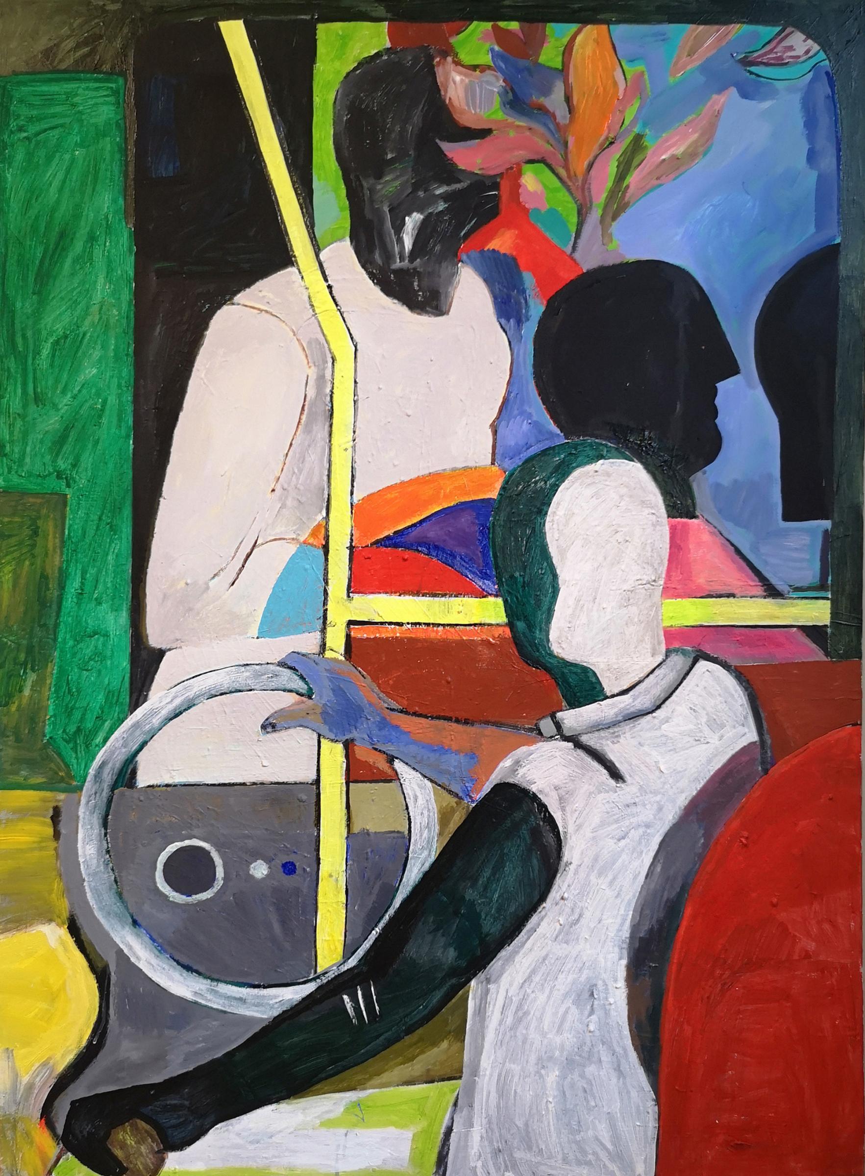 Kierowca autobusu / 180 × 140 cm / akryl, olej na płótnie / 2023
