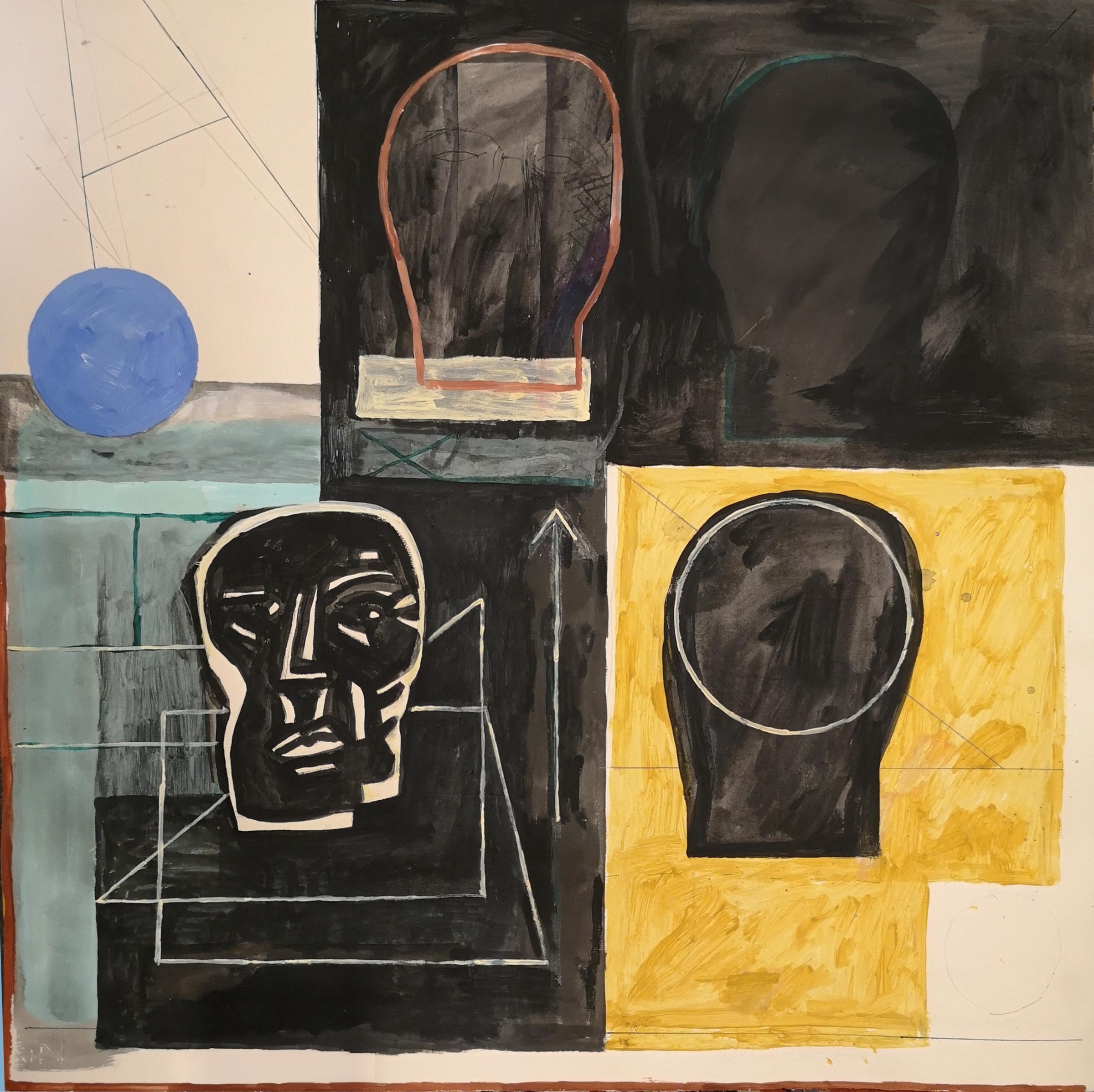 Vanitas II / 70 × 70 cm / akryl, tusz na papierze / 2023