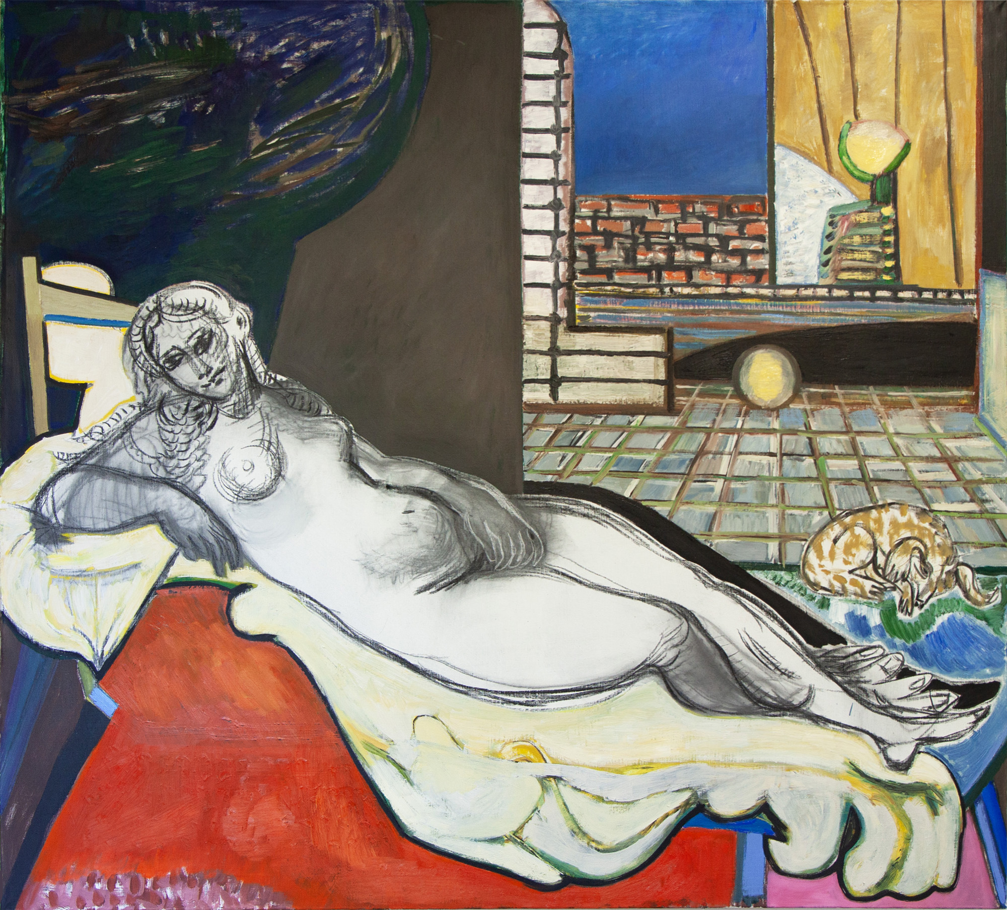 Wenus z pieskiem / 120 × 130 cm / olej na płótnie / 2024