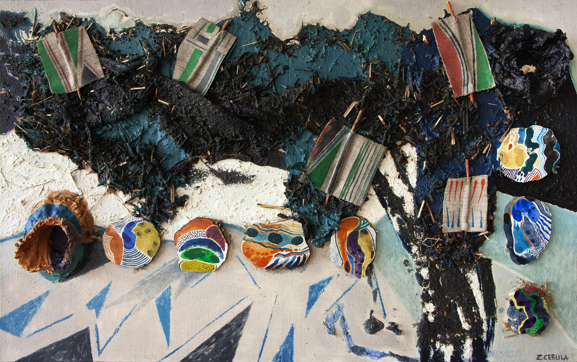 Wulkany nad morzem II / tech. wł. na płótnie / 50 × 81 cm / 2021-2022