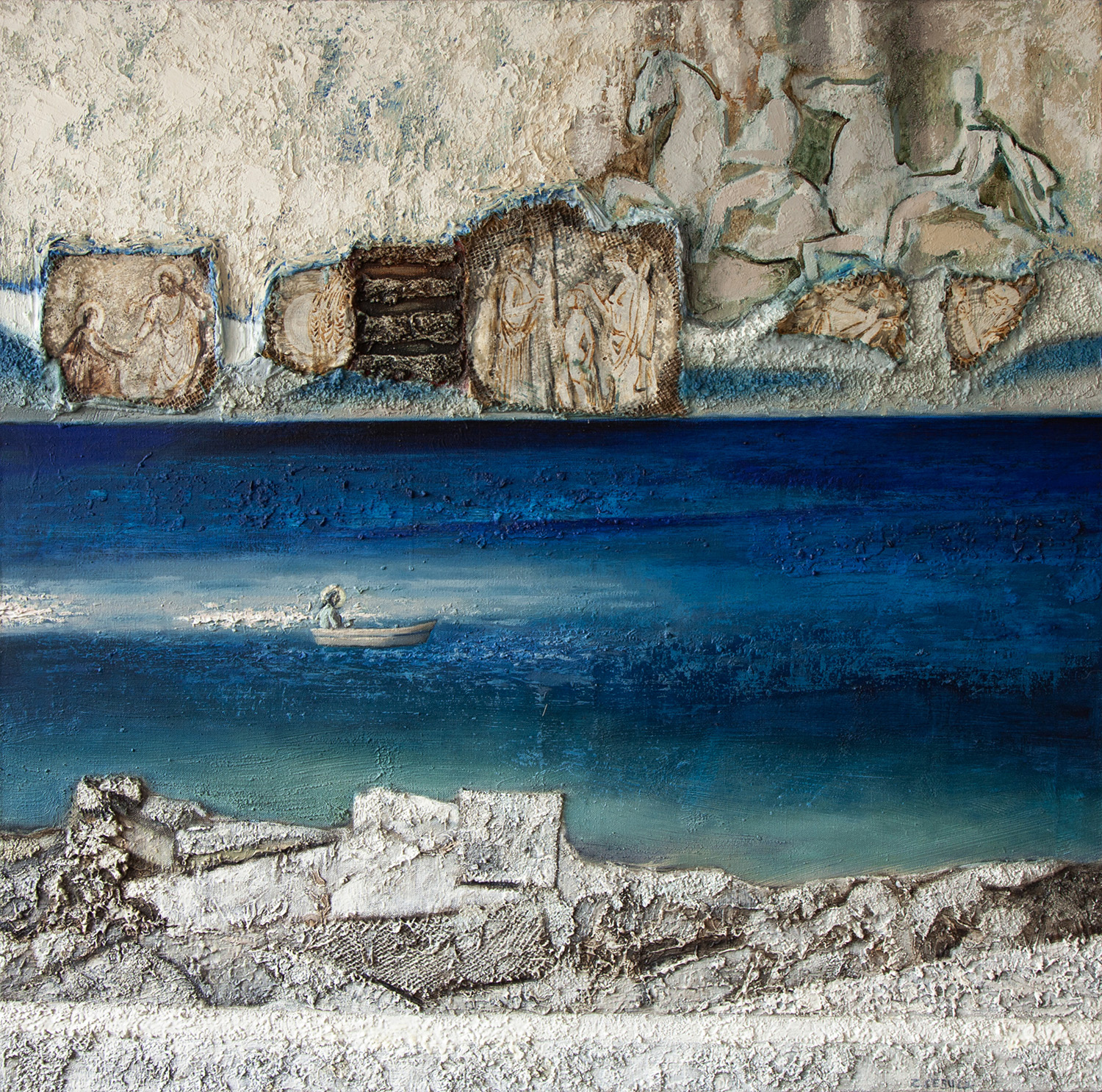 Niebieska Ósemka VIII / tech. wł. / olej na płótnie / poliptyk 8szt. / 88 × 88 cm / całość 88 × 704 cm / 2019-2021