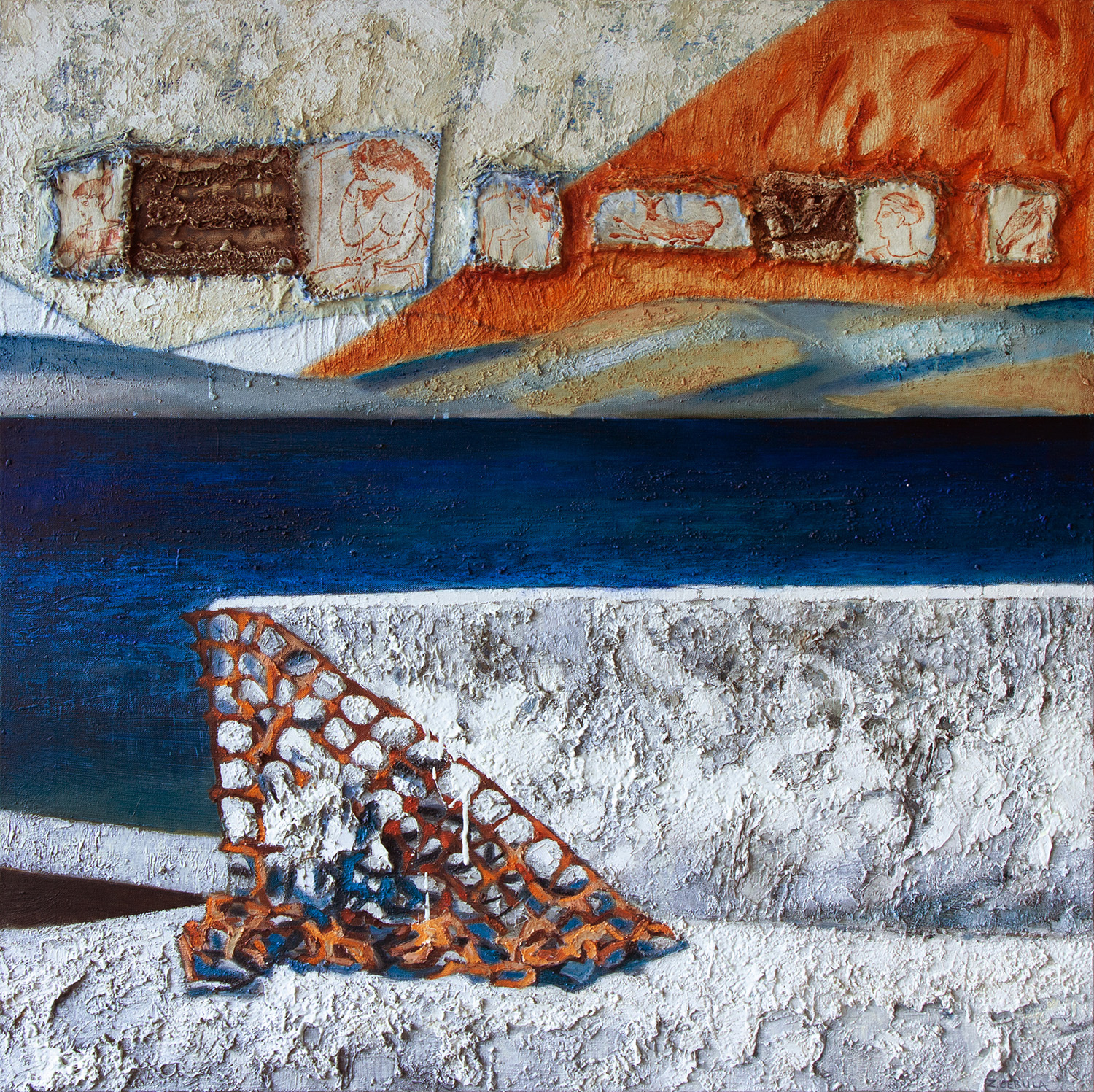 Niebieska Ósemka VII / tech. wł. / olej na płótnie / poliptyk 8szt. / 88 × 88 cm / całość 88 × 704 cm / 2019-2021