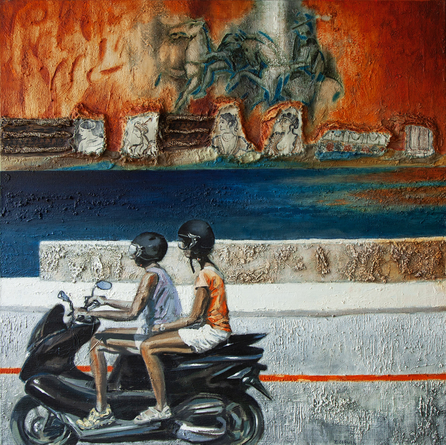 Niebieska Ósemka VI / tech. wł. / olej na płótnie / poliptyk 8szt. / 88 × 88 cm / całość 88 × 704 cm / 2019-2021