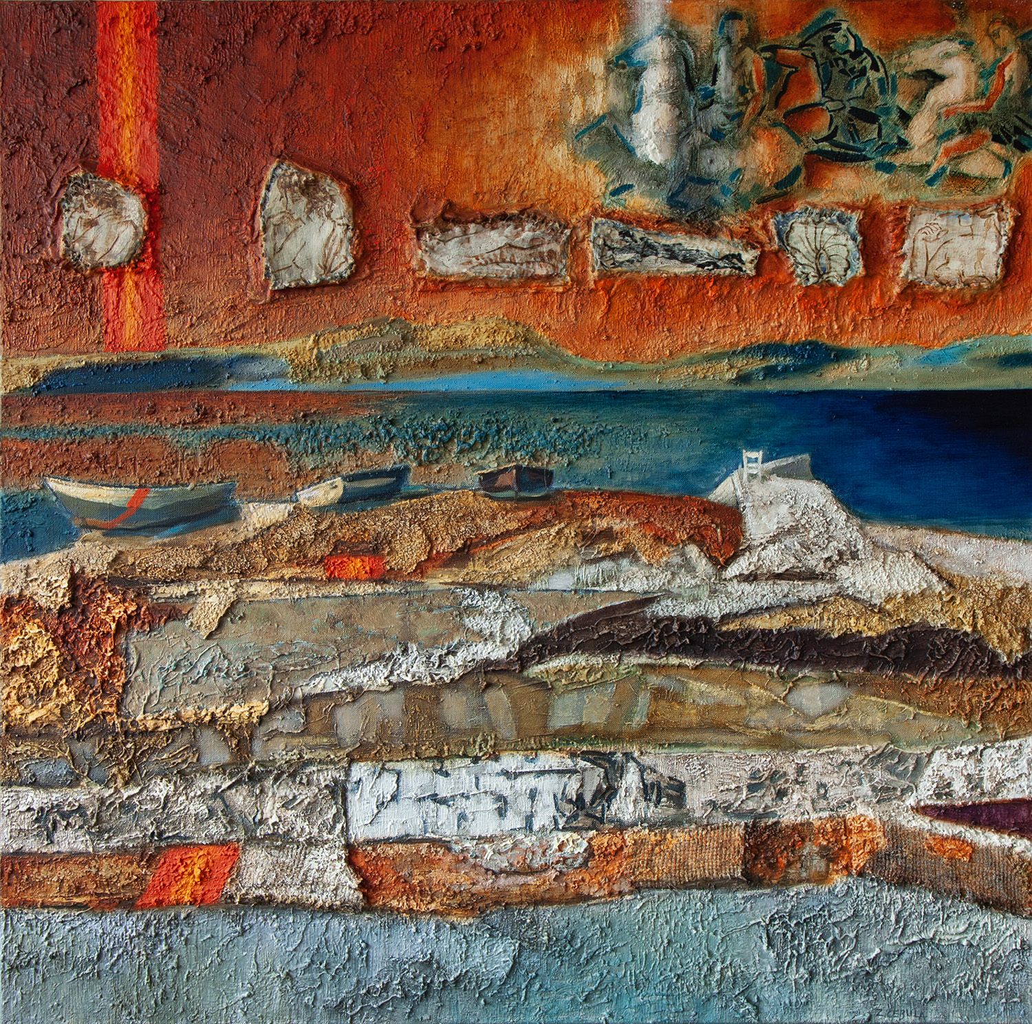 Niebieska Ósemka V / tech. wł. / olej na płótnie / poliptyk 8szt. / 88 × 88 cm / całość 88 × 704 cm / 2019-2021