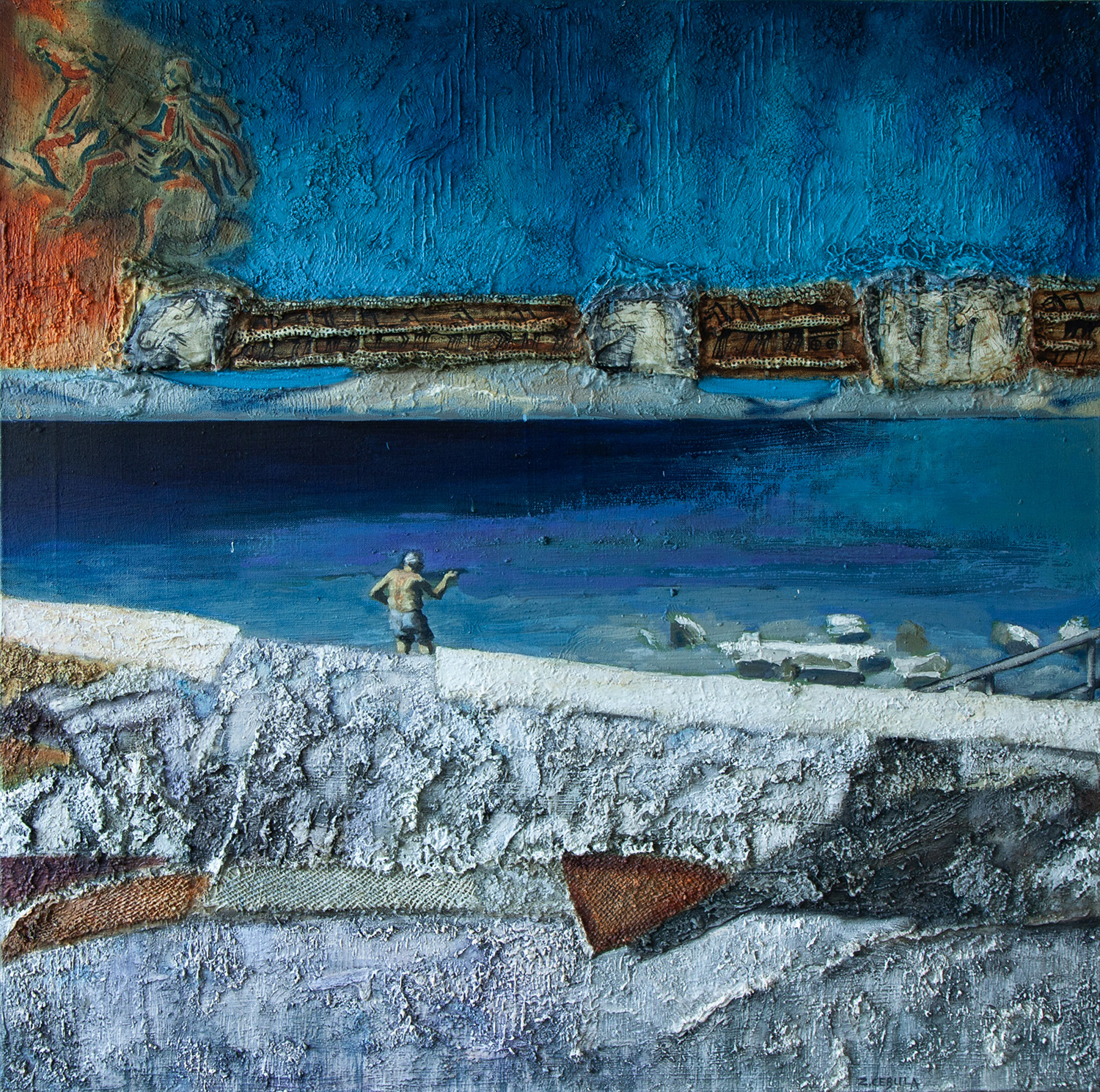 Niebieska Ósemka IV / tech. wł. / olej na płótnie / poliptyk 8szt. / 88 × 88 cm / całość 88 × 704 cm / 2019-2021