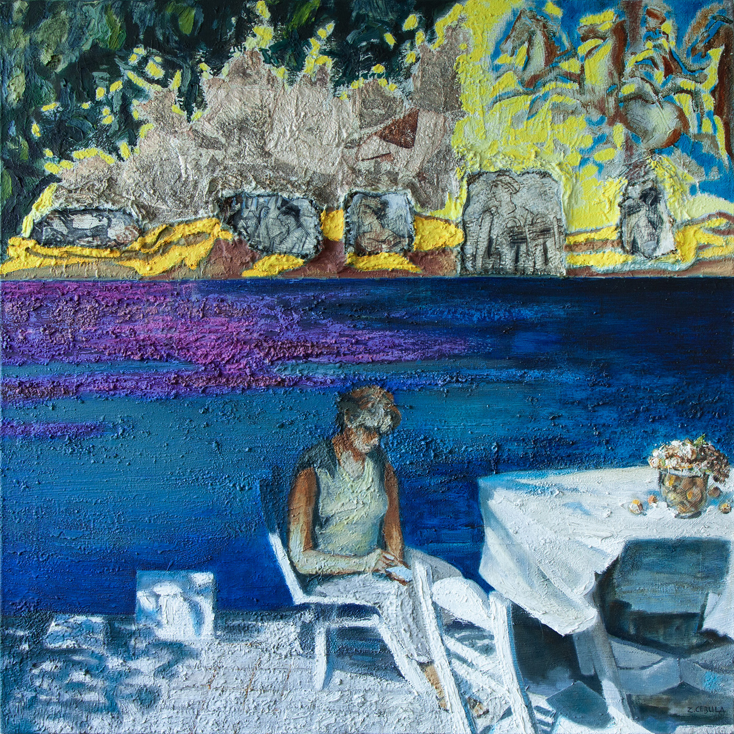 Niebieska Ósemka II / tech. wł. / olej na płótnie / poliptyk 8szt. / 88 × 88 cm / całość 88 × 704 cm / 2019-2021